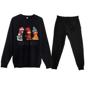 Cute Chickens Christmas Christmas Farm Animal Funny Holiday Premium Crewneck Sweatsuit Set