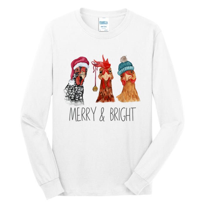 Cute Chickens Christmas Christmas Farm Animal Funny Holiday Tall Long Sleeve T-Shirt