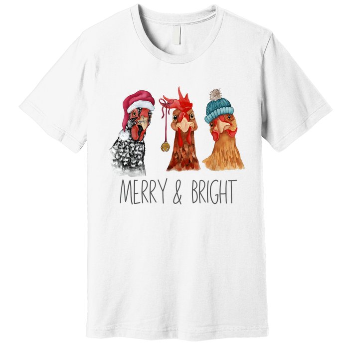 Cute Chickens Christmas Christmas Farm Animal Funny Holiday Premium T-Shirt