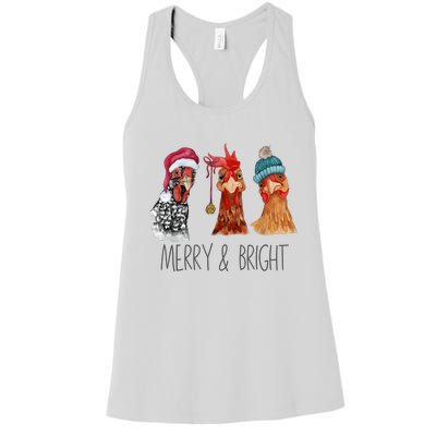 Cute Chickens Christmas Christmas Farm Animal Funny Holiday Women's Racerback Tank