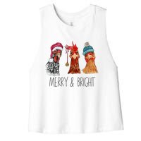 Cute Chickens Christmas Christmas Farm Animal Funny Holiday Women's Racerback Cropped Tank