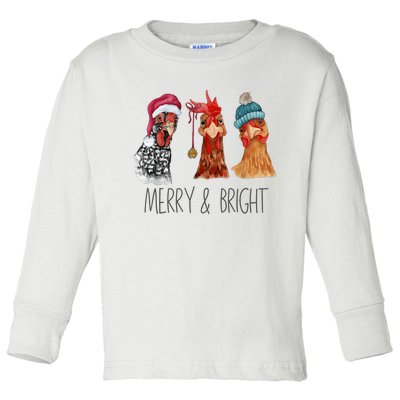 Cute Chickens Christmas Christmas Farm Animal Funny Holiday Toddler Long Sleeve Shirt