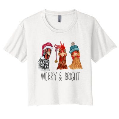 Cute Chickens Christmas Christmas Farm Animal Funny Holiday Women's Crop Top Tee