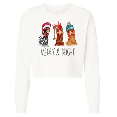 Cute Chickens Christmas Christmas Farm Animal Funny Holiday Cropped Pullover Crew