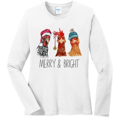 Cute Chickens Christmas Christmas Farm Animal Funny Holiday Ladies Long Sleeve Shirt