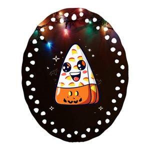 Cute Candy Corn Halloween Costume Kawaii Ceramic Oval Ornament