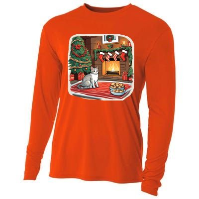 Cute Christmas Cat Christmas Pudding Christmas Tree Christmas Decorations Xmas Cooling Performance Long Sleeve Crew