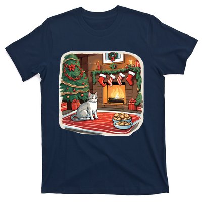 Cute Christmas Cat Christmas Pudding Christmas Tree Christmas Decorations Xmas T-Shirt