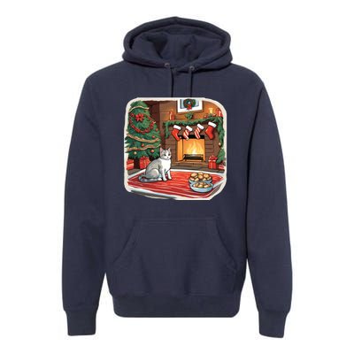 Cute Christmas Cat Christmas Pudding Christmas Tree Christmas Decorations Xmas Premium Hoodie