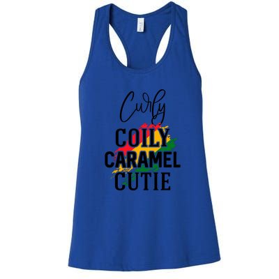 Curly Coily Caramel Cutie For Black History Month Gift Women's Racerback Tank