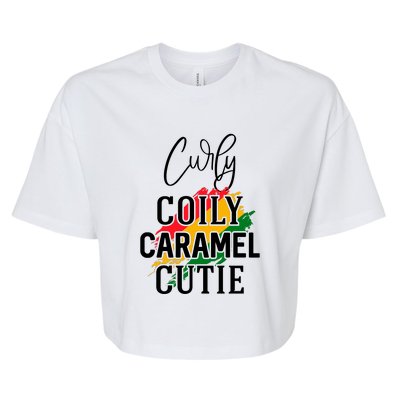 Curly Coily Caramel Cutie For Black History Month Gift Bella+Canvas Jersey Crop Tee