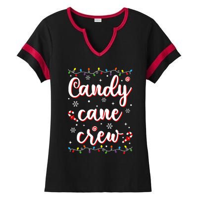 Candy Cane Crew Funny Christmas Candy Lover Xmas Pajamas Ladies Halftime Notch Neck Tee