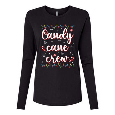 Candy Cane Crew Funny Christmas Candy Lover Xmas Pajamas Womens Cotton Relaxed Long Sleeve T-Shirt