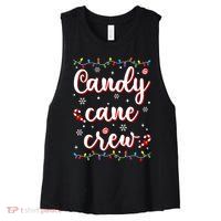 Candy Cane Crew Funny Christmas Candy Lover Xmas Pajamas Women's Racerback Cropped Tank