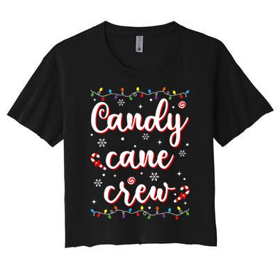 Candy Cane Crew Funny Christmas Candy Lover Xmas Pajamas Women's Crop Top Tee