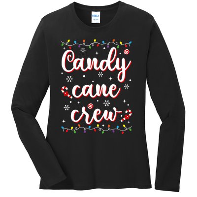 Candy Cane Crew Funny Christmas Candy Lover Xmas Pajamas Ladies Long Sleeve Shirt