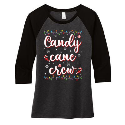 Candy Cane Crew Funny Christmas Candy Lover Xmas Pajamas Women's Tri-Blend 3/4-Sleeve Raglan Shirt