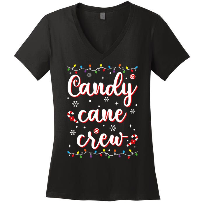 Candy Cane Crew Funny Christmas Candy Lover Xmas Pajamas Women's V-Neck T-Shirt