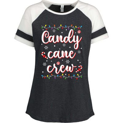 Candy Cane Crew Funny Christmas Candy Lover Xmas Pajamas Enza Ladies Jersey Colorblock Tee