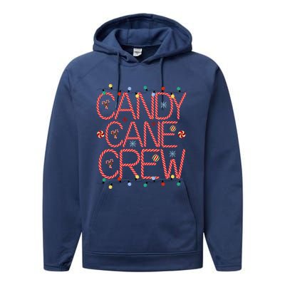 Candy Cane Crew Funny Christmas Candy Cane Lover Xmas Pajama Performance Fleece Hoodie