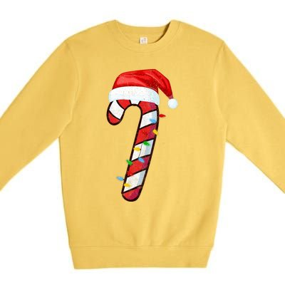 Candy Cane Crew Vintage Christmas Lights Family Matching Premium Crewneck Sweatshirt