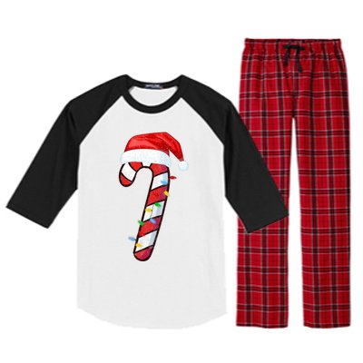 Candy Cane Crew Vintage Christmas Lights Family Matching Raglan Sleeve Pajama Set