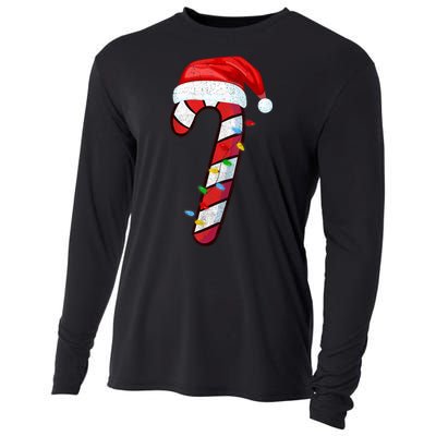 Candy Cane Crew Vintage Christmas Lights Family Matching Cooling Performance Long Sleeve Crew