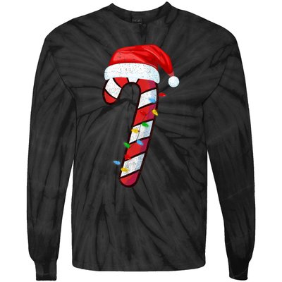 Candy Cane Crew Vintage Christmas Lights Family Matching Tie-Dye Long Sleeve Shirt