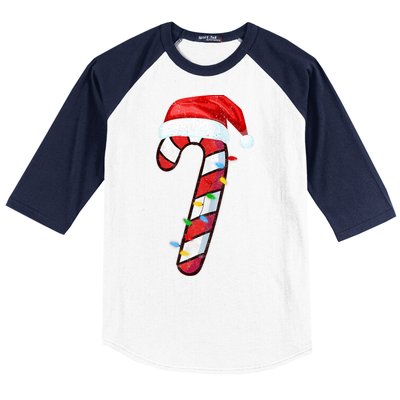 Candy Cane Crew Vintage Christmas Lights Family Matching Baseball Sleeve Shirt