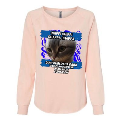 Chippi Chippi Chappa Chappa Dancing Cat Meme Womens California Wash Sweatshirt