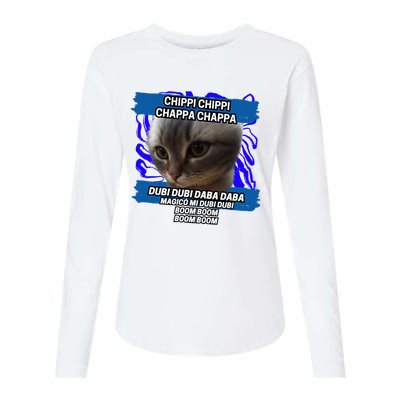 Chippi Chippi Chappa Chappa Dancing Cat Meme Womens Cotton Relaxed Long Sleeve T-Shirt