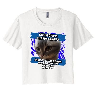 Chippi Chippi Chappa Chappa Dancing Cat Meme Women's Crop Top Tee