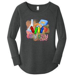 Cray Colors Child Art FunnyCrayon Crew Teacher Student 100 Days Of School Women's Perfect Tri Tunic Long Sleeve Shirt