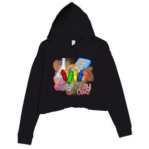 Cray Colors Child Art FunnyCrayon Crew Teacher Student 100 Days Of School Crop Fleece Hoodie