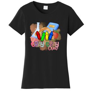 Cray Colors Child Art FunnyCrayon Crew Teacher Student 100 Days Of School Women's T-Shirt