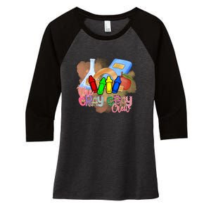 Cray Colors Child Art FunnyCrayon Crew Teacher Student 100 Days Of School Women's Tri-Blend 3/4-Sleeve Raglan Shirt