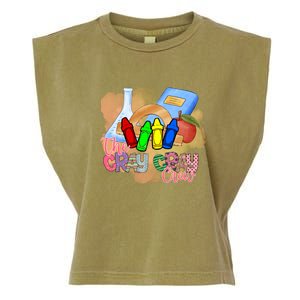 Cray Colors Child Art FunnyCrayon Crew Teacher Student 100 Days Of School Garment-Dyed Women's Muscle Tee