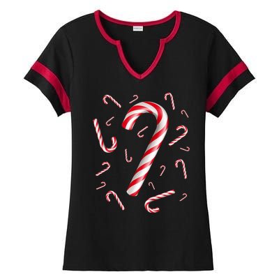 Christmas Candy Cane Mash Up Ladies Halftime Notch Neck Tee