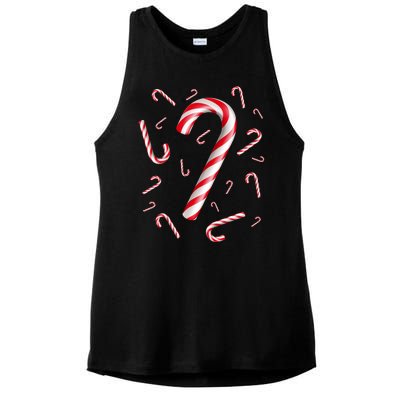 Christmas Candy Cane Mash Up Ladies PosiCharge Tri-Blend Wicking Tank