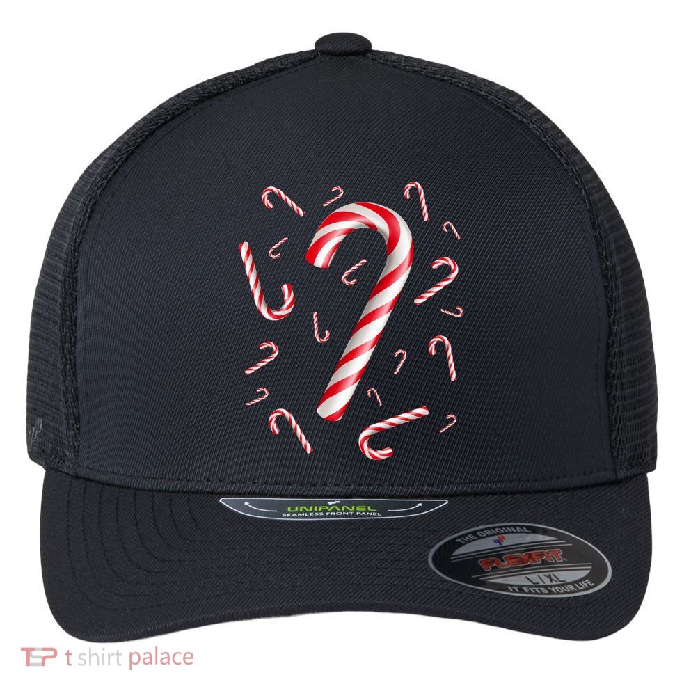 Christmas Candy Cane Mash Up Flexfit Unipanel Trucker Cap