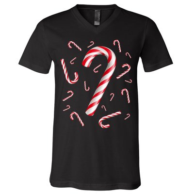 Christmas Candy Cane Mash Up V-Neck T-Shirt