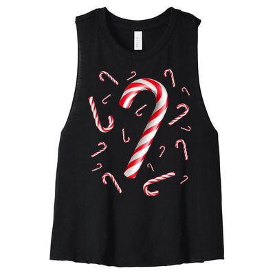 Christmas Candy Cane Mash Up Women's Racerback Cropped Tank