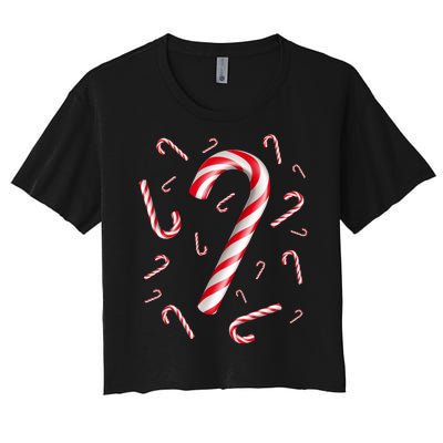 Christmas Candy Cane Mash Up Women's Crop Top Tee