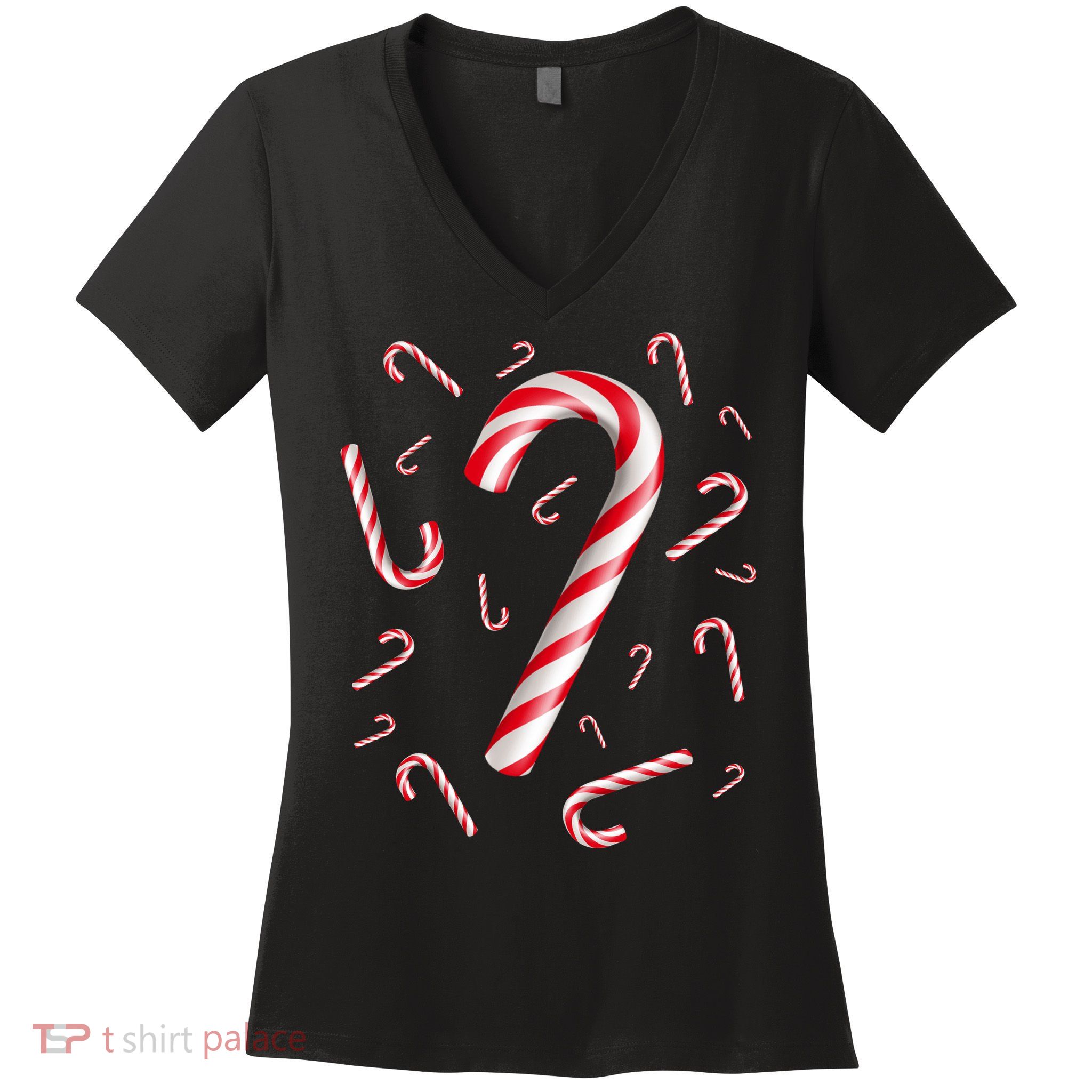 Christmas Candy Cane Mash Up Women's V-Neck T-Shirt