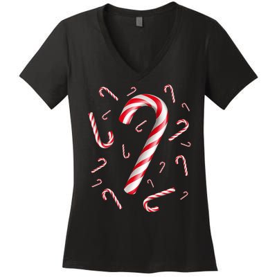 Christmas Candy Cane Mash Up Women's V-Neck T-Shirt