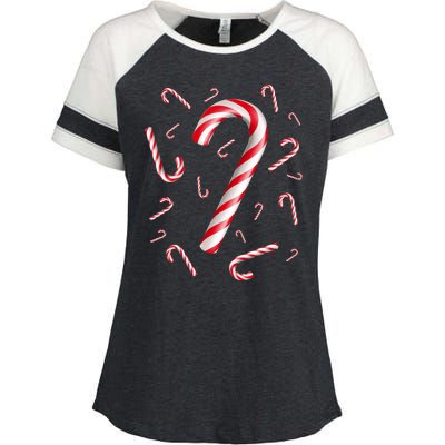 Christmas Candy Cane Mash Up Enza Ladies Jersey Colorblock Tee