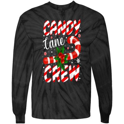 Candy Cane Crew Christmas Family Matching Xmas Pajamas Tie-Dye Long Sleeve Shirt