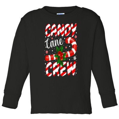 Candy Cane Crew Christmas Family Matching Xmas Pajamas Toddler Long Sleeve Shirt