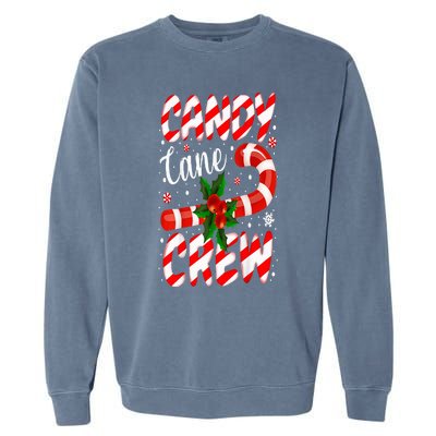 Candy Cane Crew Christmas Family Matching Xmas Pajamas Garment-Dyed Sweatshirt