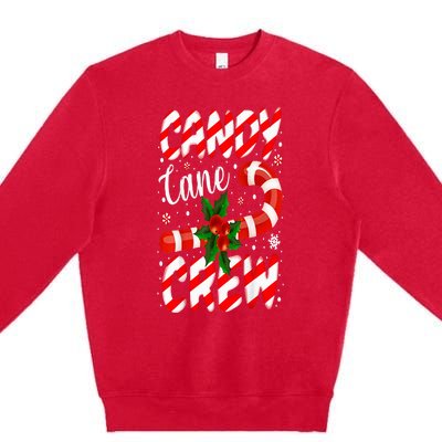 Candy Cane Crew Christmas Family Matching Xmas Pajamas Premium Crewneck Sweatshirt